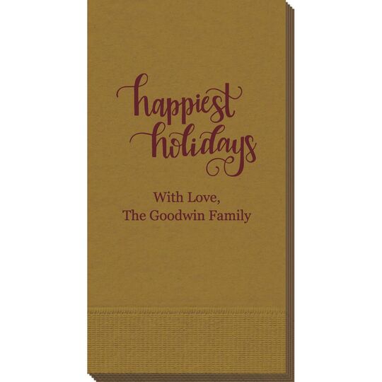 Hand Lettered Happiest Holidays Guest Towels
